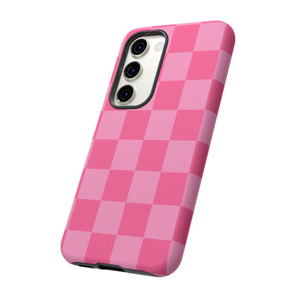 Pink Checkerboard Phone Case – Cute Aesthetic Tough Case for iPhone & Samsung