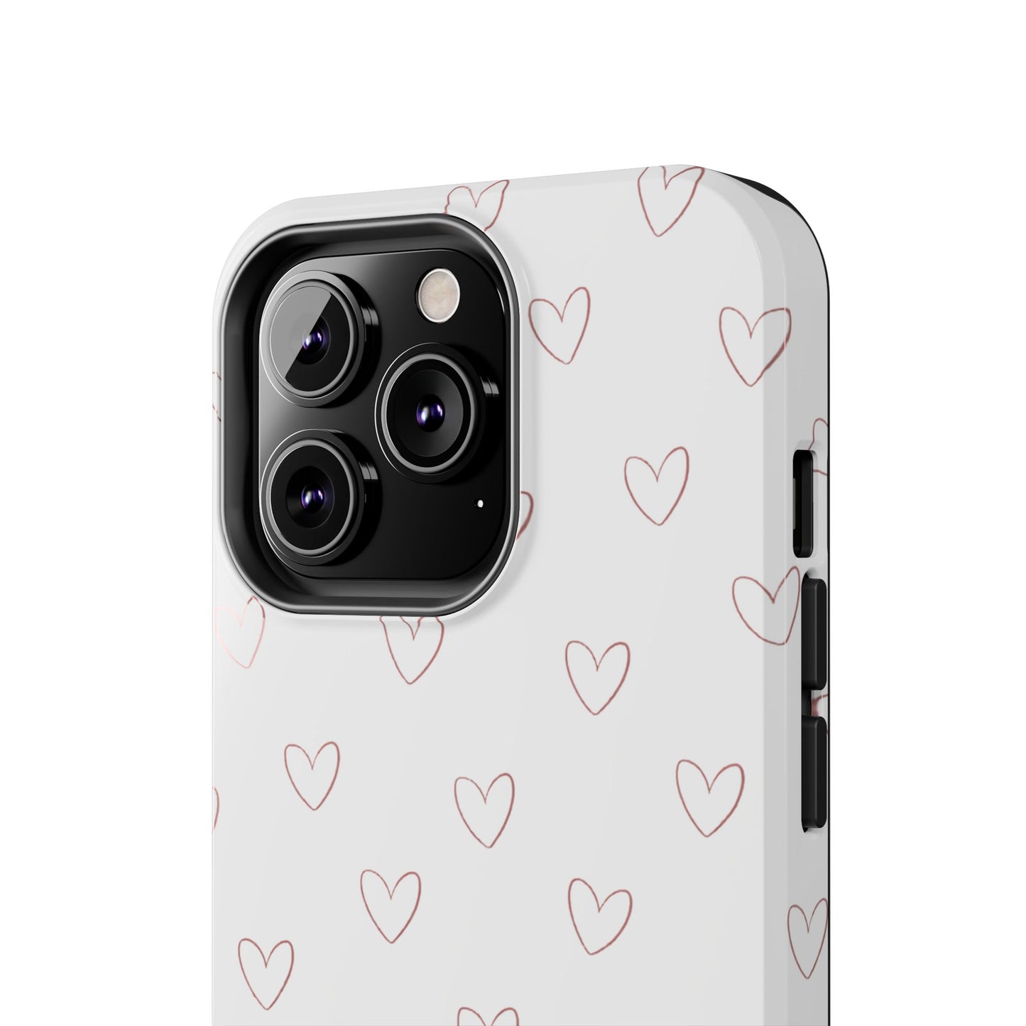 Hand-Drawn Hearts Tough Phone Case | Minimal Pink Heart Pattern
