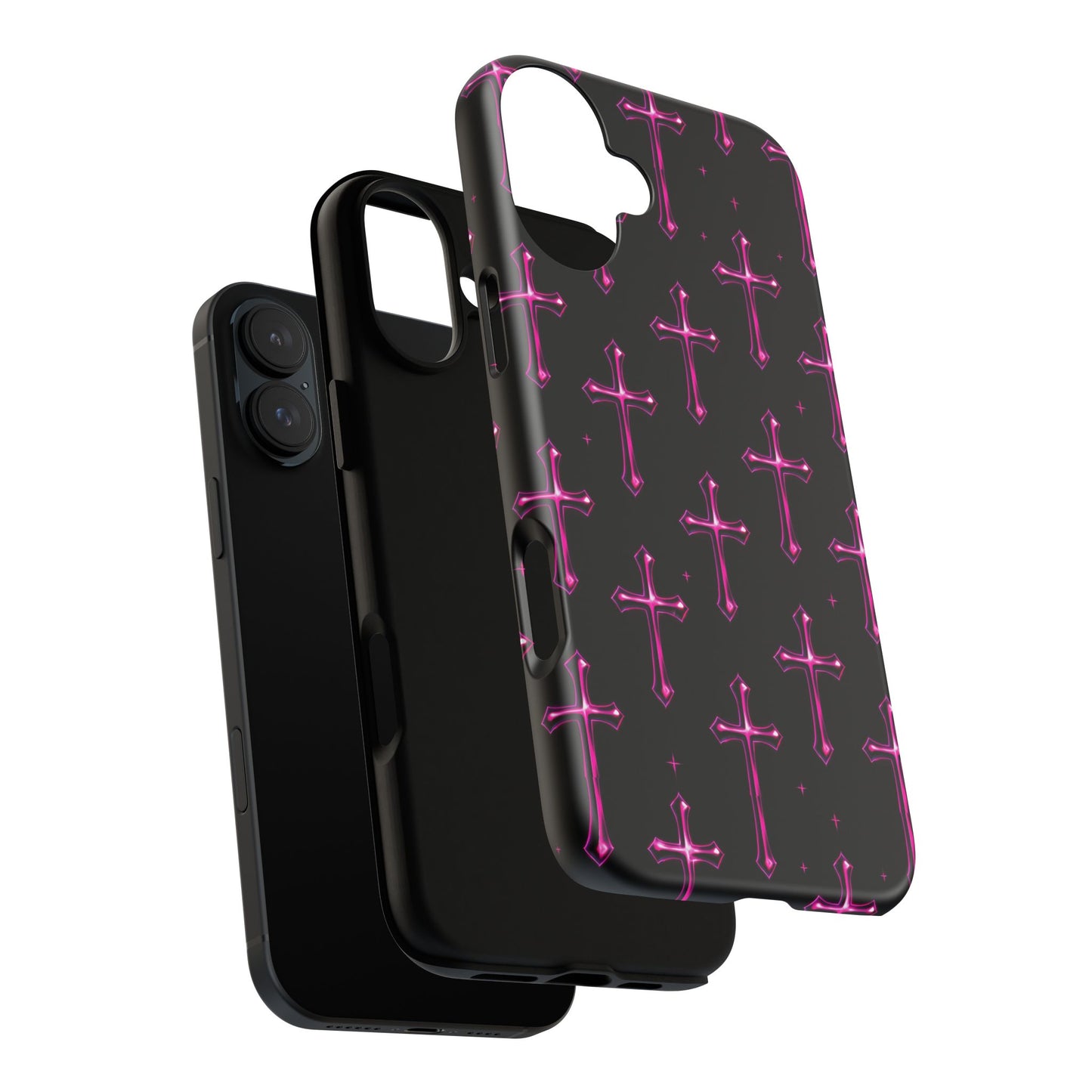 Neon Pink Cross Pattern Phone Case | Tough Protective Case for Iphone, Samsung Galaxy and Pixel