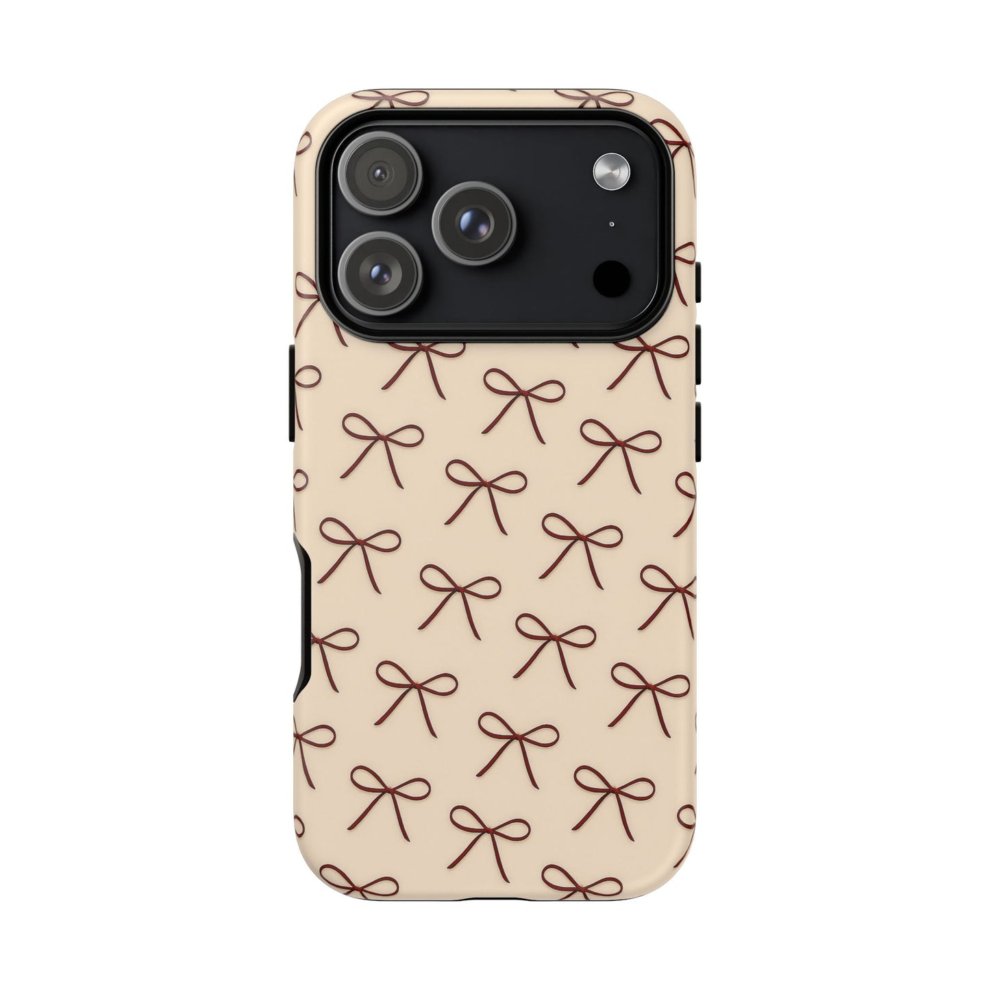 Coquette Bow Phone Case | Neutral Beige Aesthetic iPhone & Samsung Tough Case