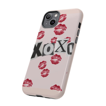 XOXO Kiss Print Phone Case | Coquette Valentine Aesthetic | Cute Pink Lipstick Kiss Tough Case for iPhone & Samsung