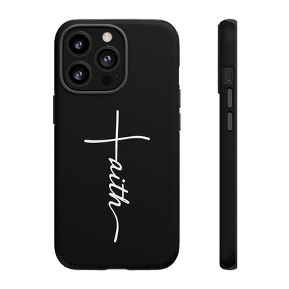Faith Cross Phone Case, Christian Aesthetic Minimalist Black Matte Case, Religious Gift iPhone Samsung Cover