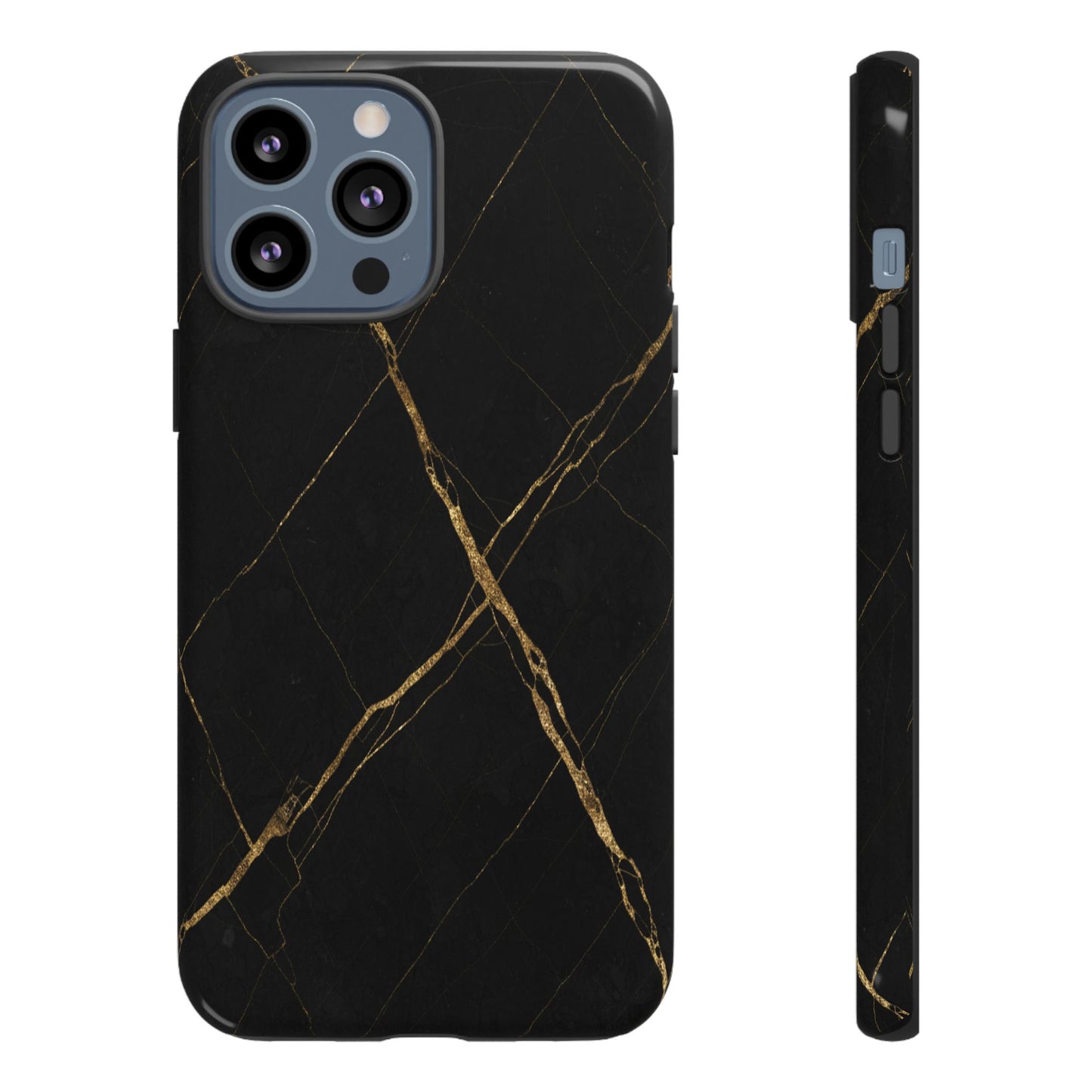 Black Marble Phone Case with Gold Veins – Luxury Minimal Aesthetic Tough Case