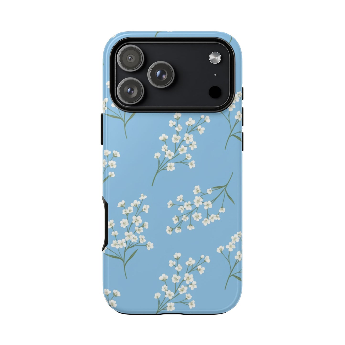 Baby’s Breath Floral Phone Case – Blue Minimal Flower Aesthetic Tough Case