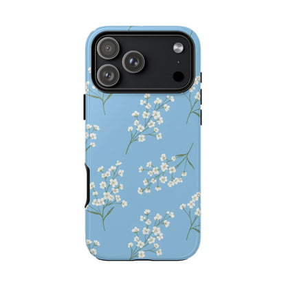 Baby’s Breath Floral Phone Case – Blue Minimal Flower Aesthetic Tough Case