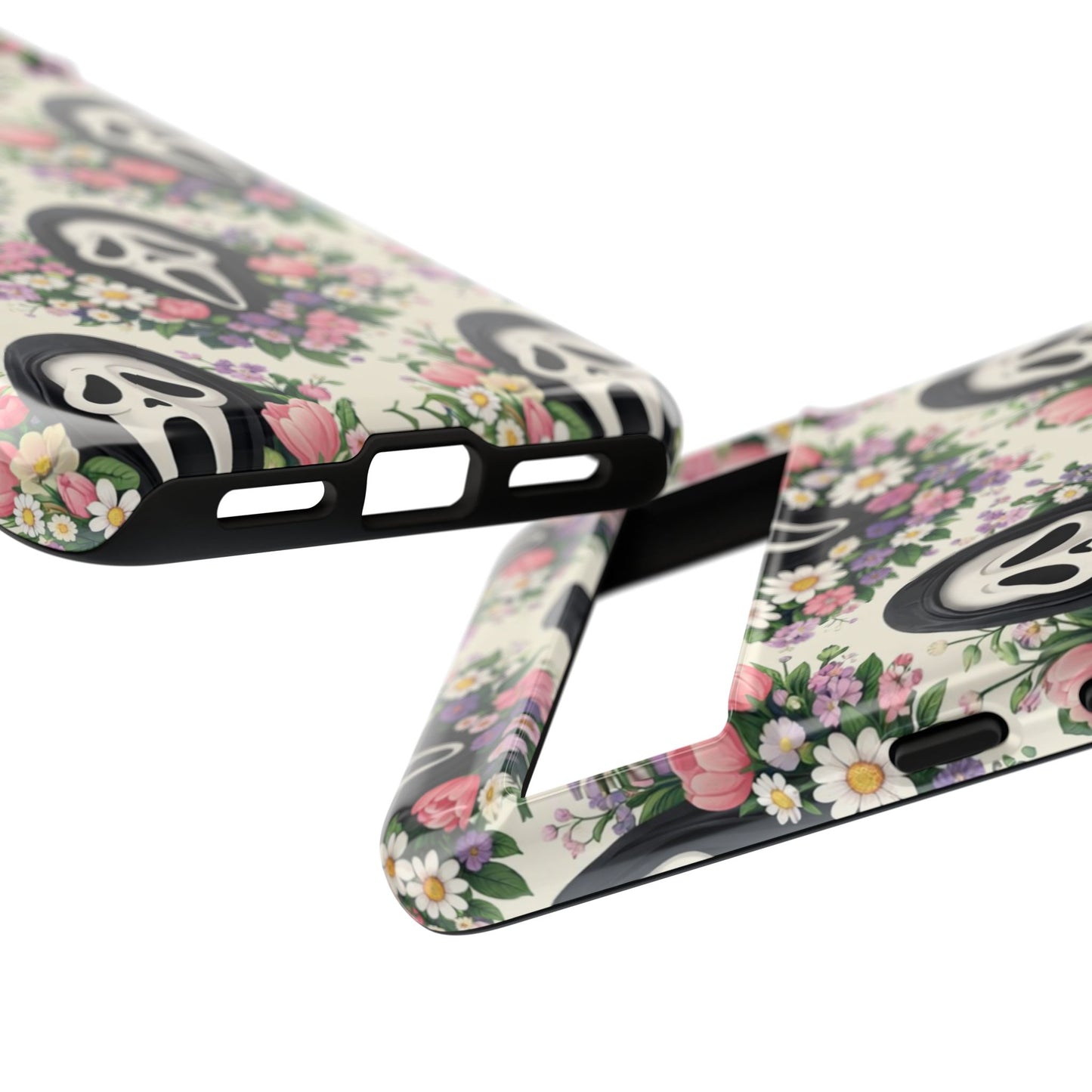 Floral Ghost Face Aesthetic Phone Case – Cute Spooky Tough Cover