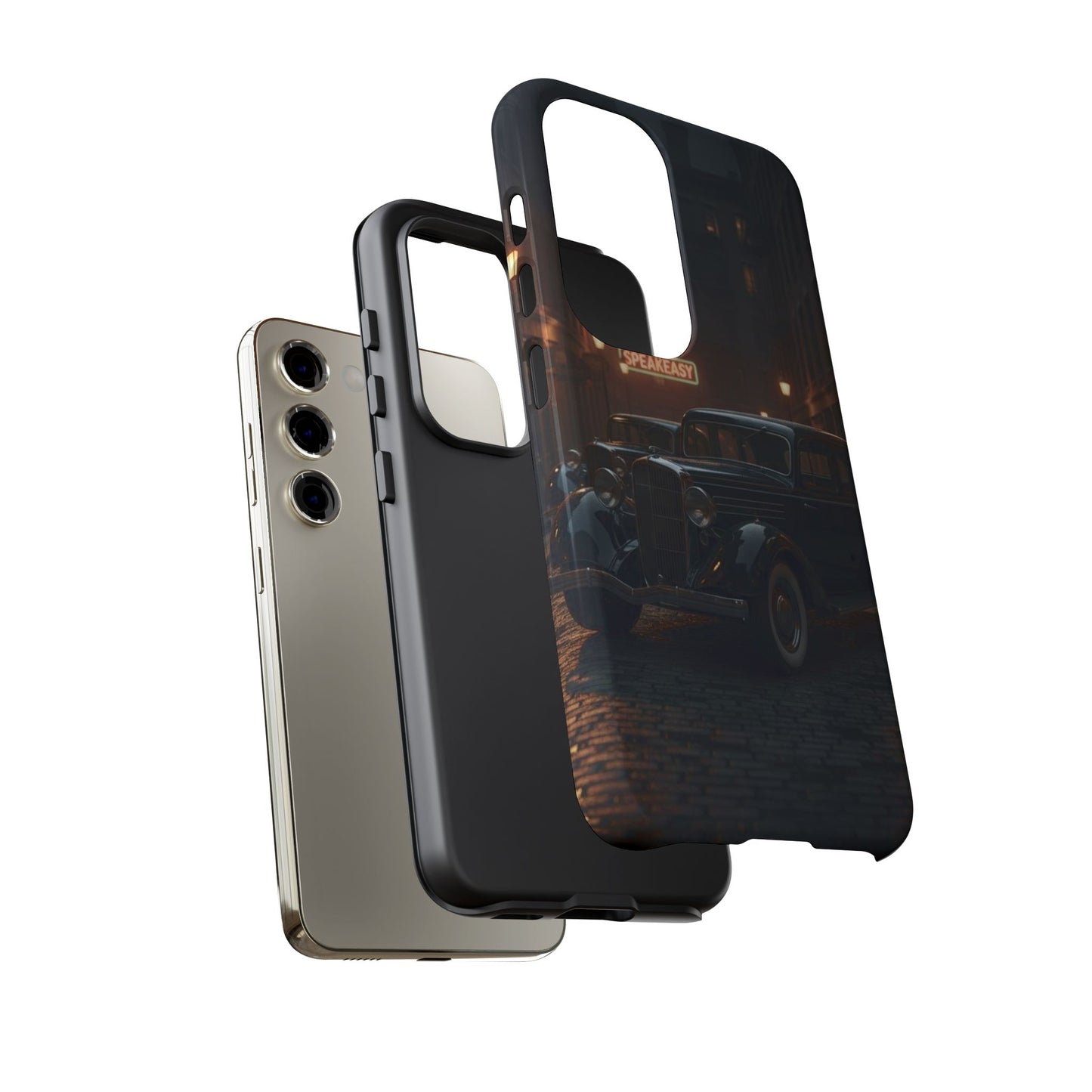 Vintage Classic Car Phone Case | Retro Noir Aesthetic | 1930s Street Scene Tough Case for iPhone & Samsung