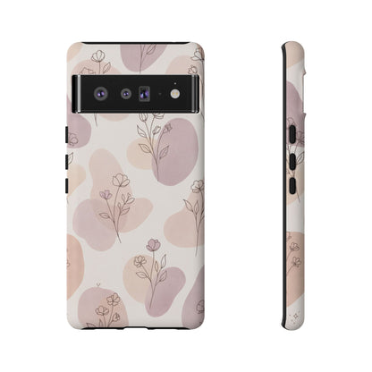 Blush Floral Phone Case Neutral Botanical Watercolor Tough Cover