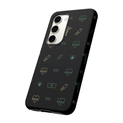 RN Nurse Phone Case – Minimal Medical Icon Pattern Healthcare Worker Tough Case