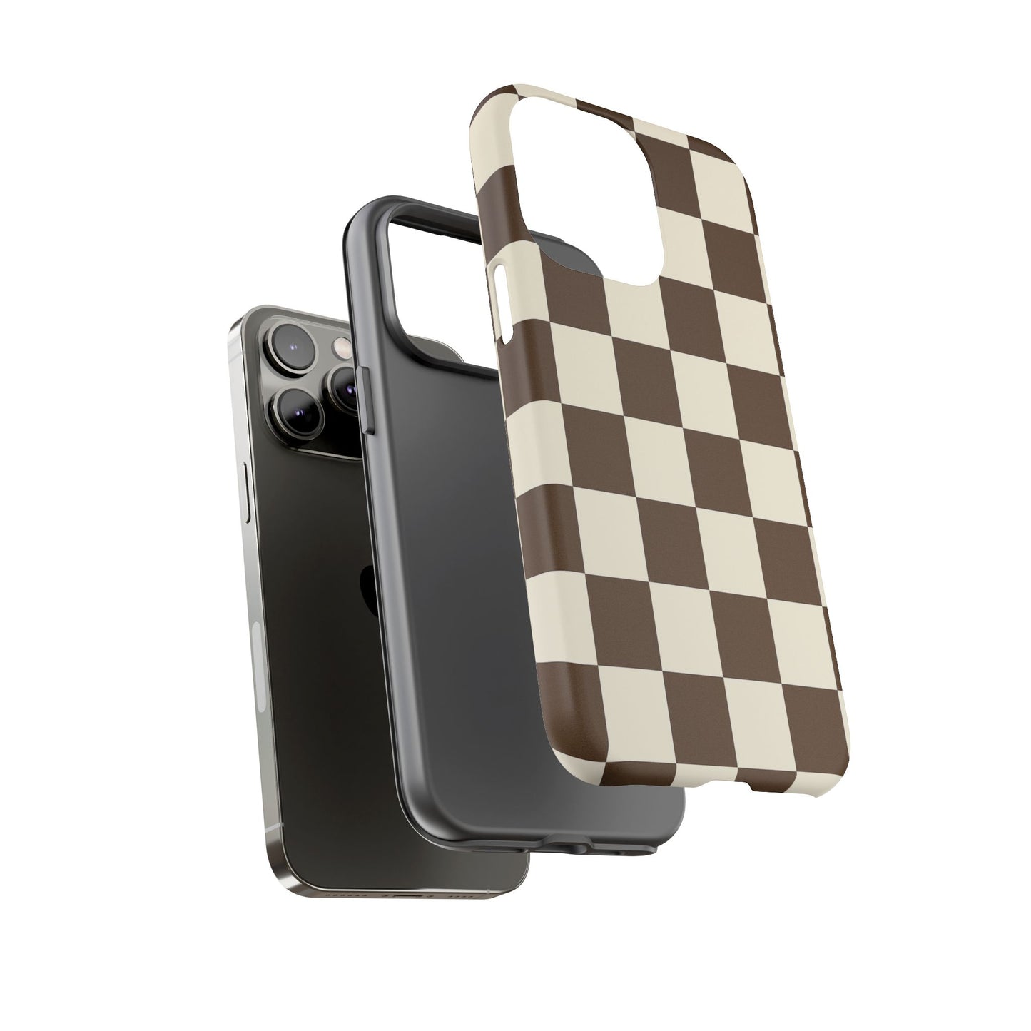 Mocha Checkerboard Phone Case | Neutral Aesthetic Tough Case