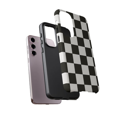 Black & White Checkerboard Phone Case – Classic Aesthetic Tough Protective Case