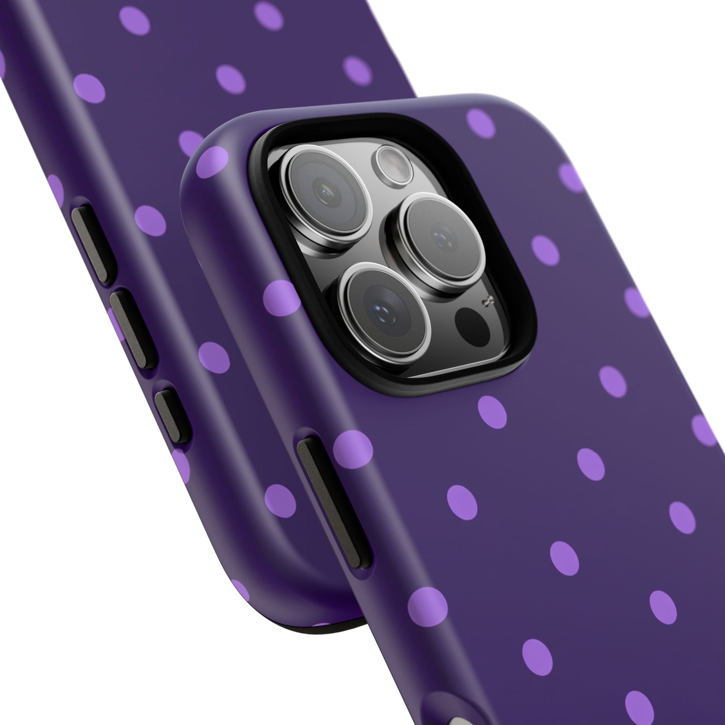 Purple Polka Dot Tough Phone Case – Cute Stylish Durable Protective Cover for Iphone, Samsung Galaxy and Pixel