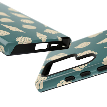 Seashell Pattern Phone Case | Teal Coastal Shells Tough Case for Iphone, Samsung Galaxy and Pixel