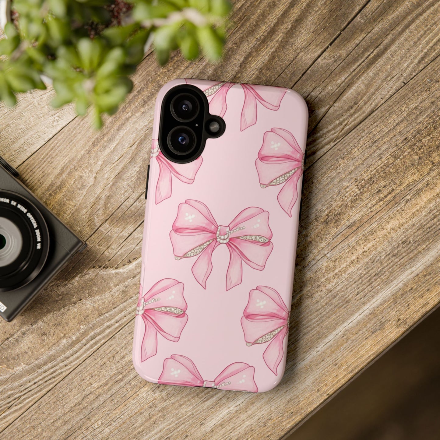 Pink Bow Pattern Phone Case | Coquette Aesthetic Tough Protective Case