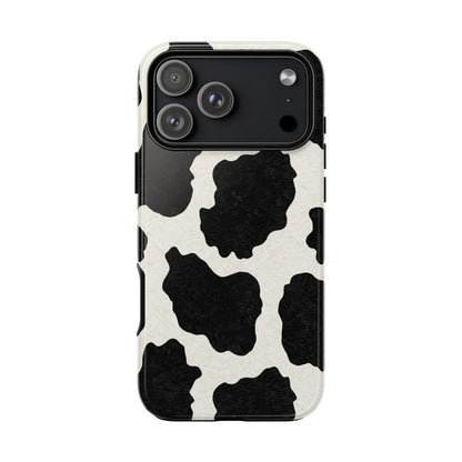 Black & White Cow Print Phone Case | Western Aesthetic iPhone & Samsung Tough Case