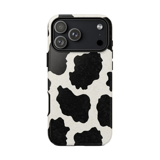 Black & White Cow Print Phone Case | Western Aesthetic iPhone & Samsung Tough Case