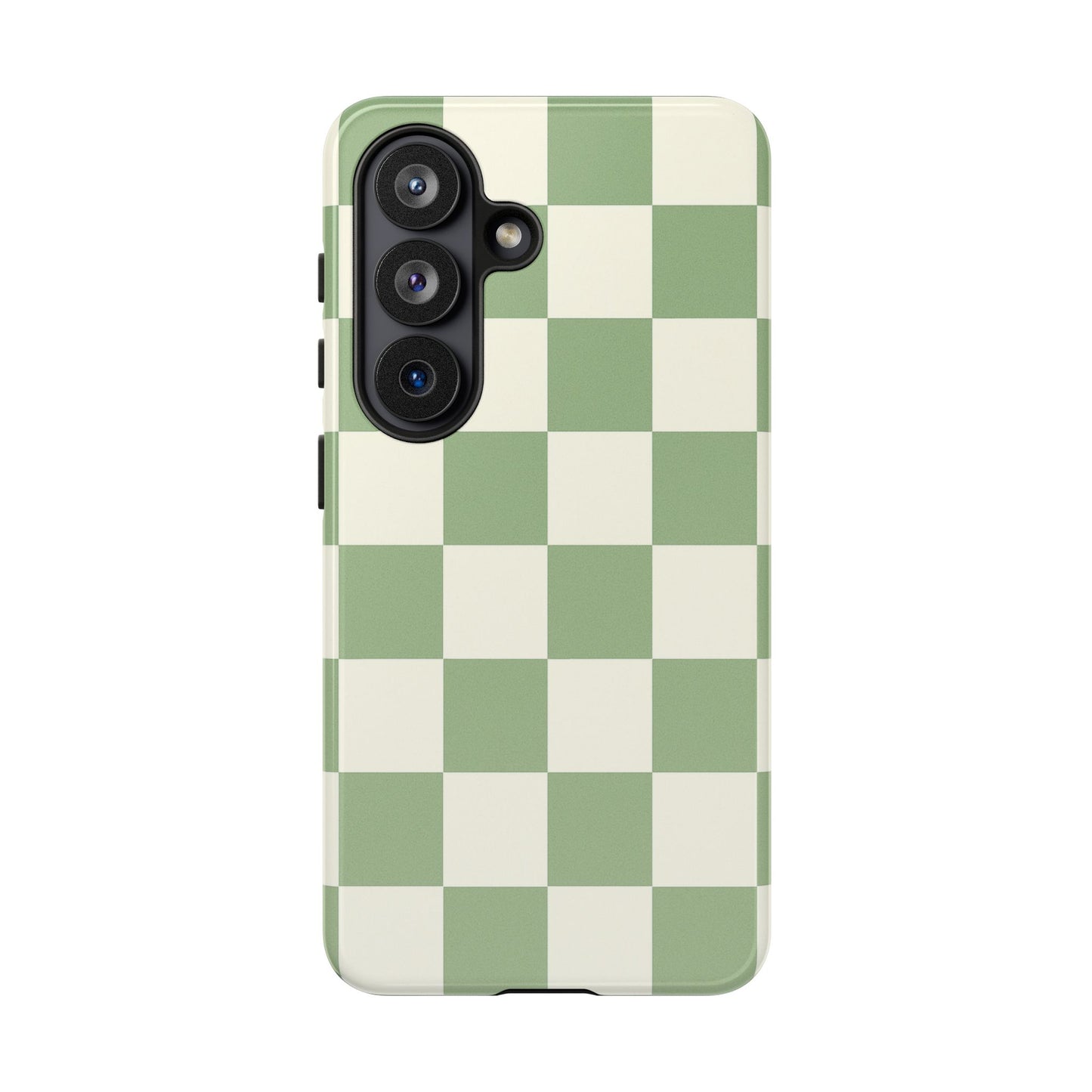 Sage Green Checkerboard Phone Case | Minimal Aesthetic Checkered iPhone & Samsung Tough Case