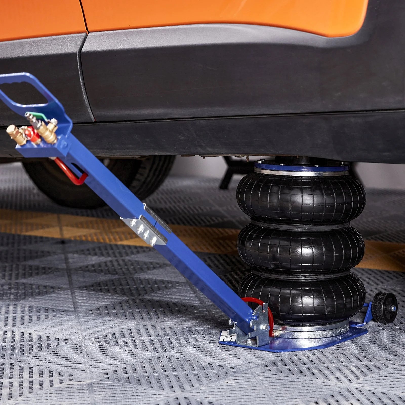 VEVOR Air Jack, 3 Ton/6600 Lbs Triple Bag Air Jack, Airbag Jack with Six Steel Pipes, Lift up to 17.7, 3-5 S Fast Lifting Pneumatic Jack, with Adjustable Long Handles for Cars, Garages, Repair (Blue)