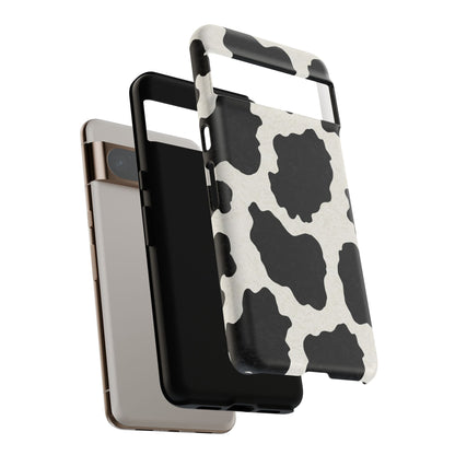 Black & White Cow Print Phone Case | Western Aesthetic iPhone & Samsung Tough Case