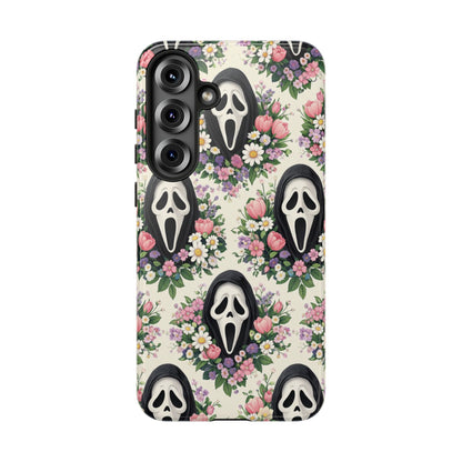 Floral Ghost Face Aesthetic Phone Case – Cute Spooky Tough Cover