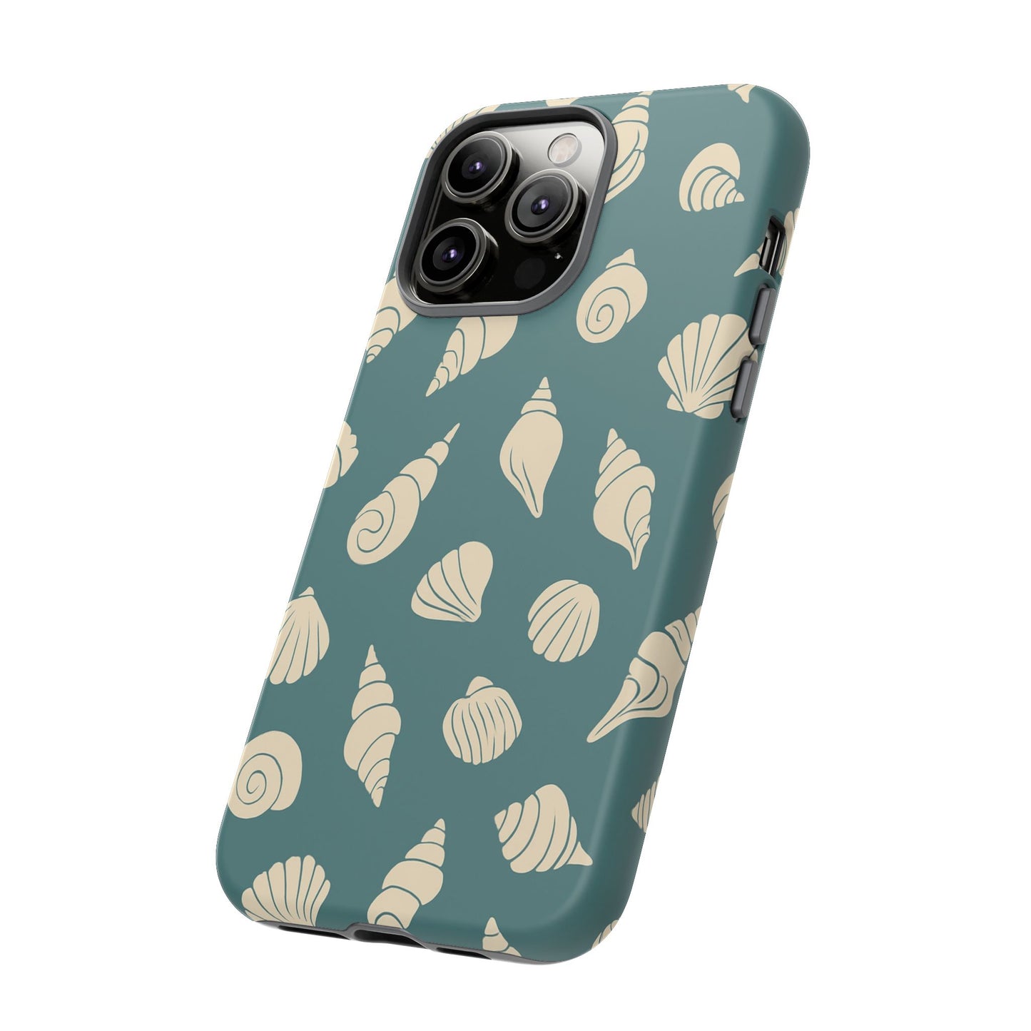 Seashell Pattern Phone Case | Teal Coastal Shells Tough Case for Iphone, Samsung Galaxy and Pixel