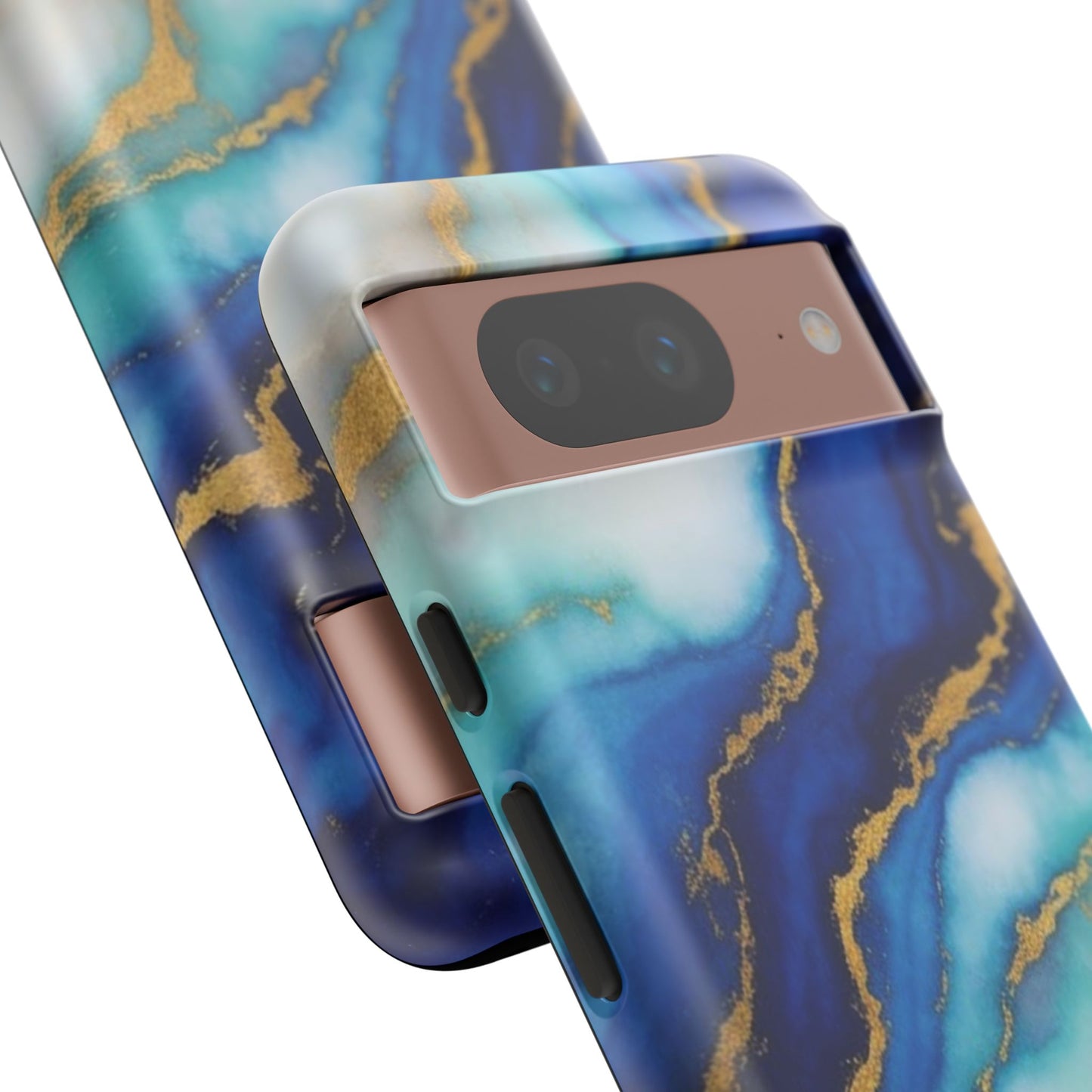 Blue & Gold Marble Phone Case – Luxury Resin Art Tough Case (iPhone, Samsung, Pixel)