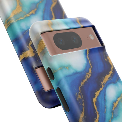 Blue & Gold Marble Phone Case – Luxury Resin Art Tough Case (iPhone, Samsung, Pixel)