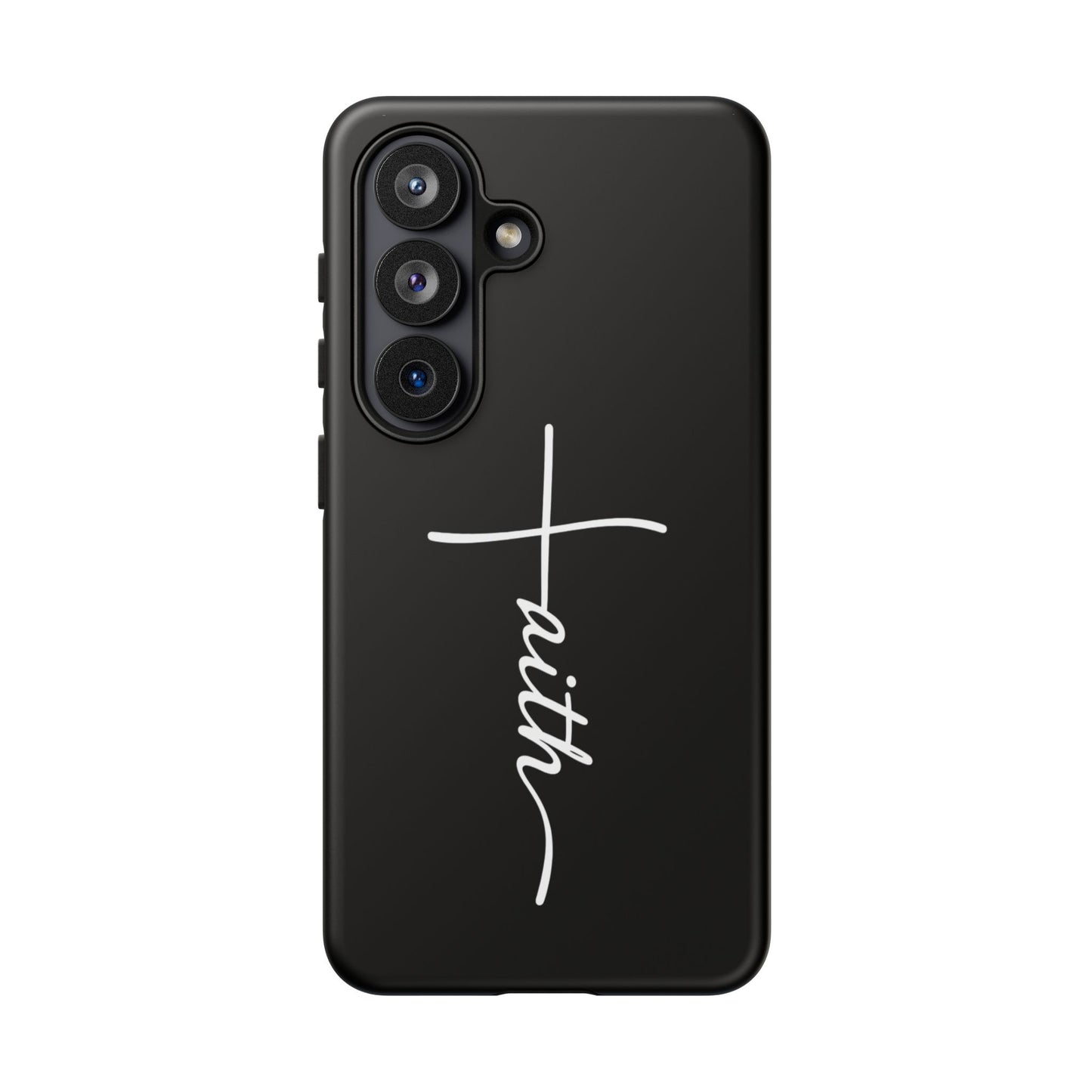 Faith Cross Phone Case, Christian Aesthetic Minimalist Black Matte Case, Religious Gift iPhone Samsung Cover