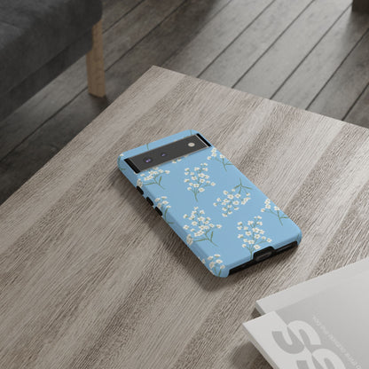 Baby’s Breath Floral Phone Case – Blue Minimal Flower Aesthetic Tough Case