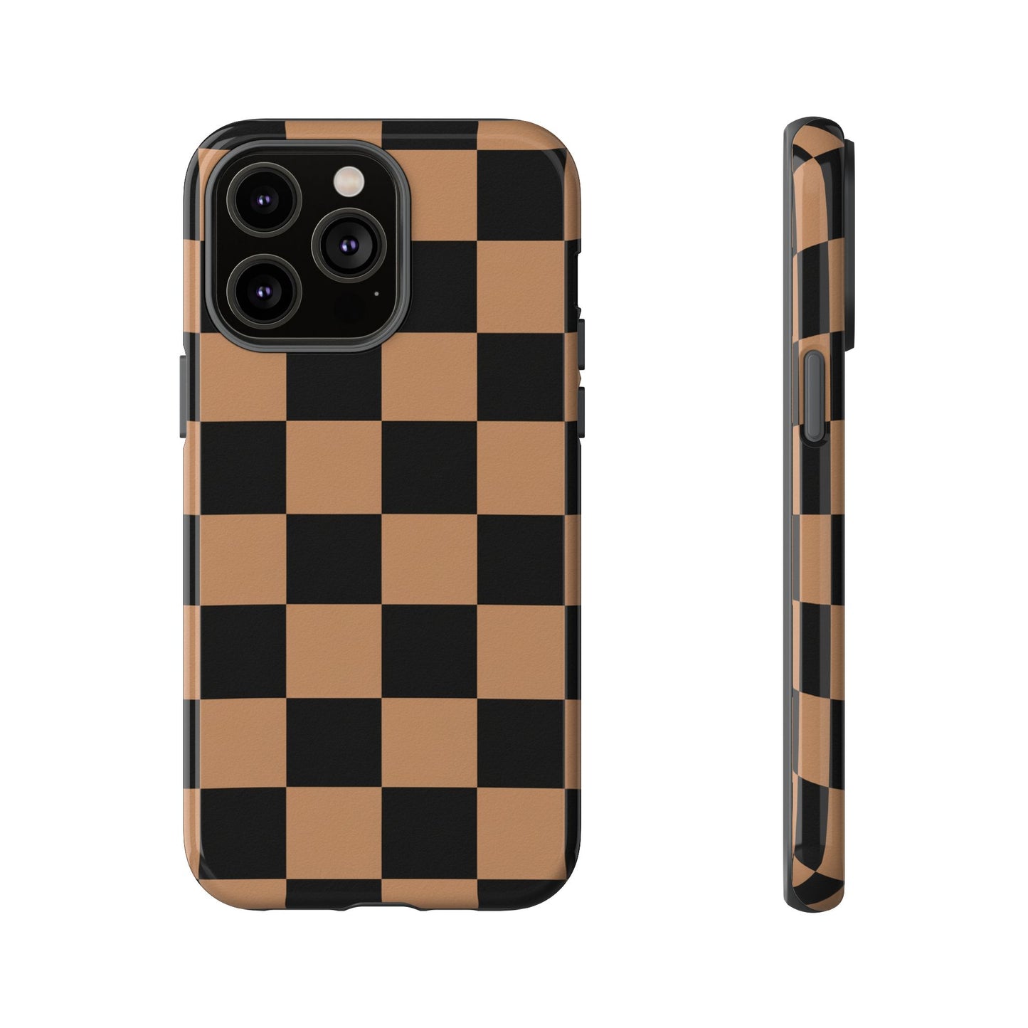 Brown Checkerboard Phone Case | Aesthetic Tough Protective Case