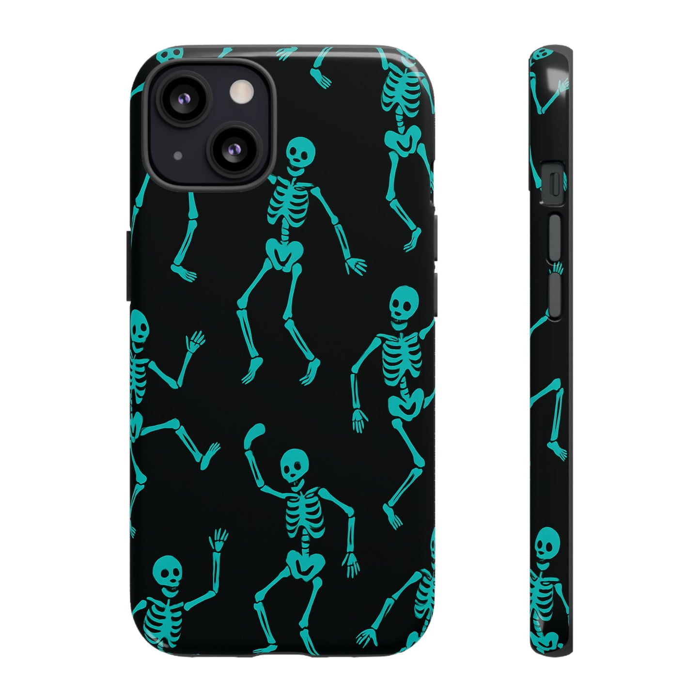 Dancing Teal Skeletons Phone Case | Tough Protective Case for Iphone, Samsung Galaxy and Pixel