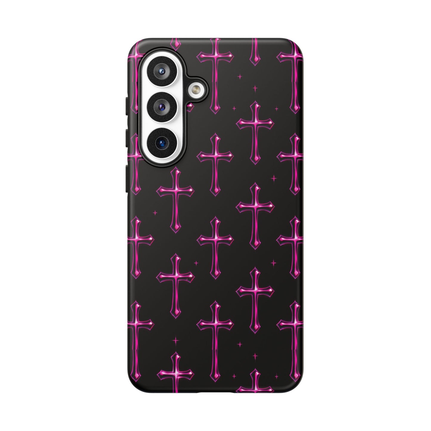 Neon Pink Cross Pattern Phone Case | Tough Protective Case for Iphone, Samsung Galaxy and Pixel