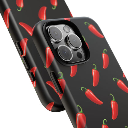 Spicy Chili Pepper Phone Case – Black Cute Hot Pepper Tough Cover for Iphone, Samsung Galaxy and Pixel