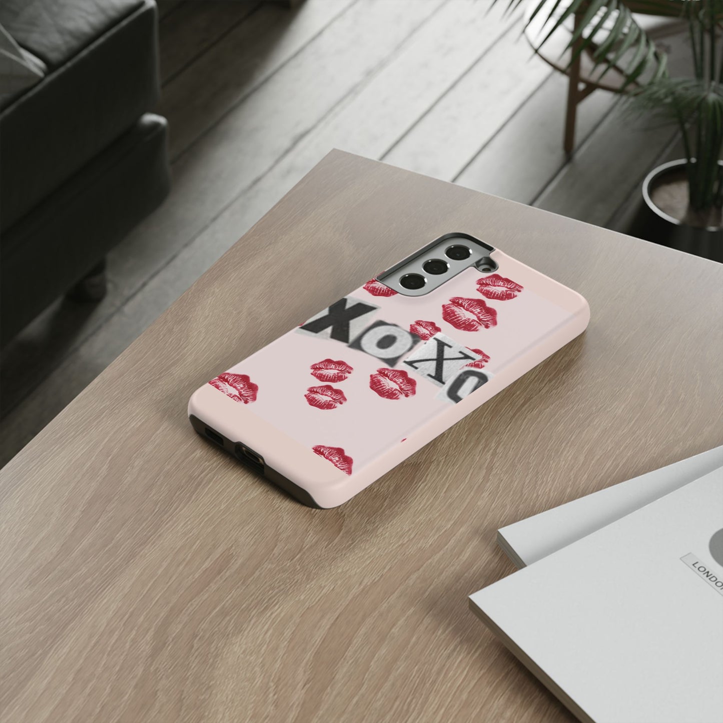 XOXO Kiss Print Phone Case | Coquette Valentine Aesthetic | Cute Pink Lipstick Kiss Tough Case for iPhone & Samsung