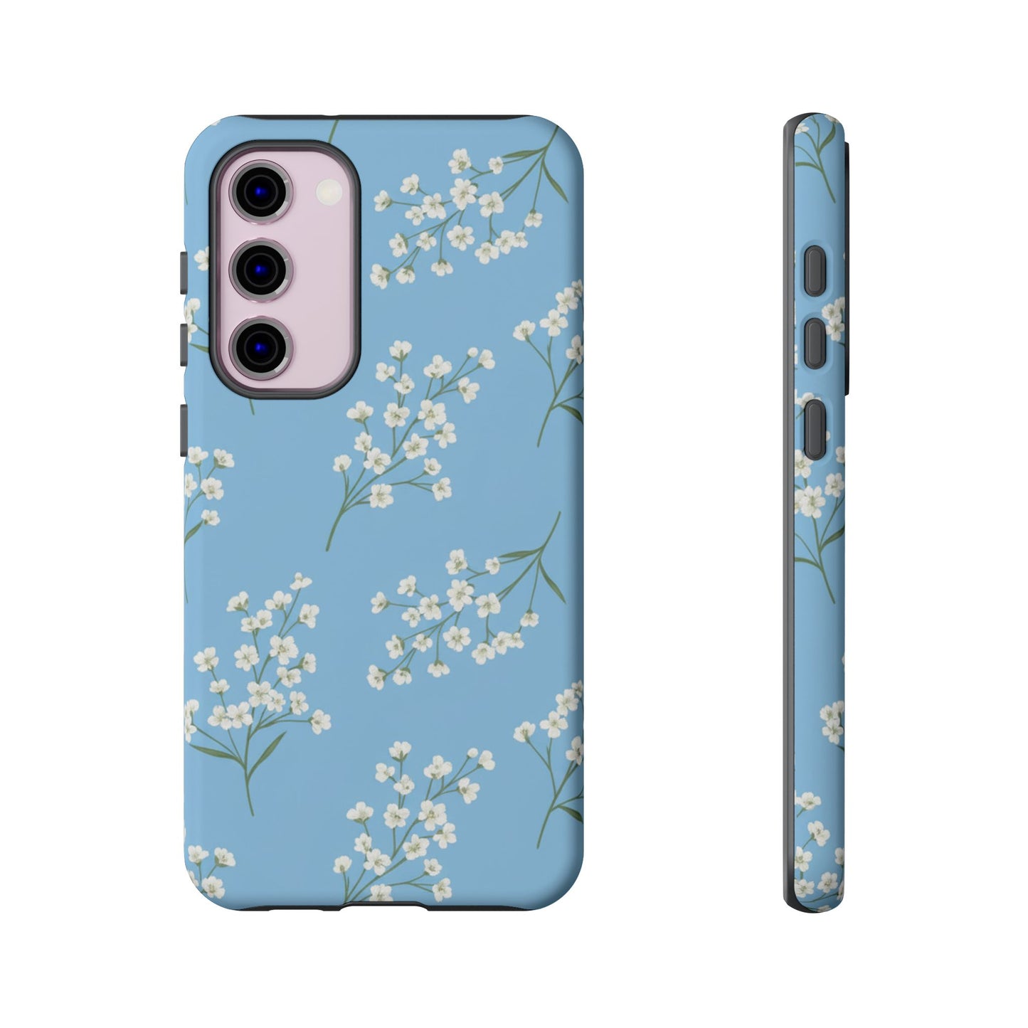 Baby’s Breath Floral Phone Case – Blue Minimal Flower Aesthetic Tough Case