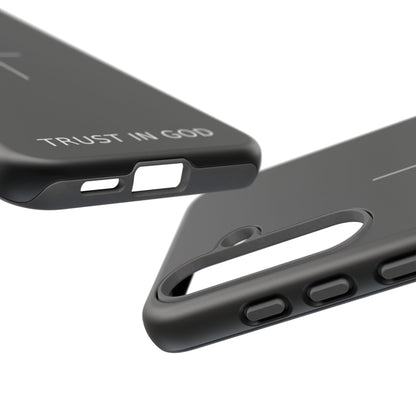 Trust in God Phone Case Minimal Cross Christian Black Tough Cover