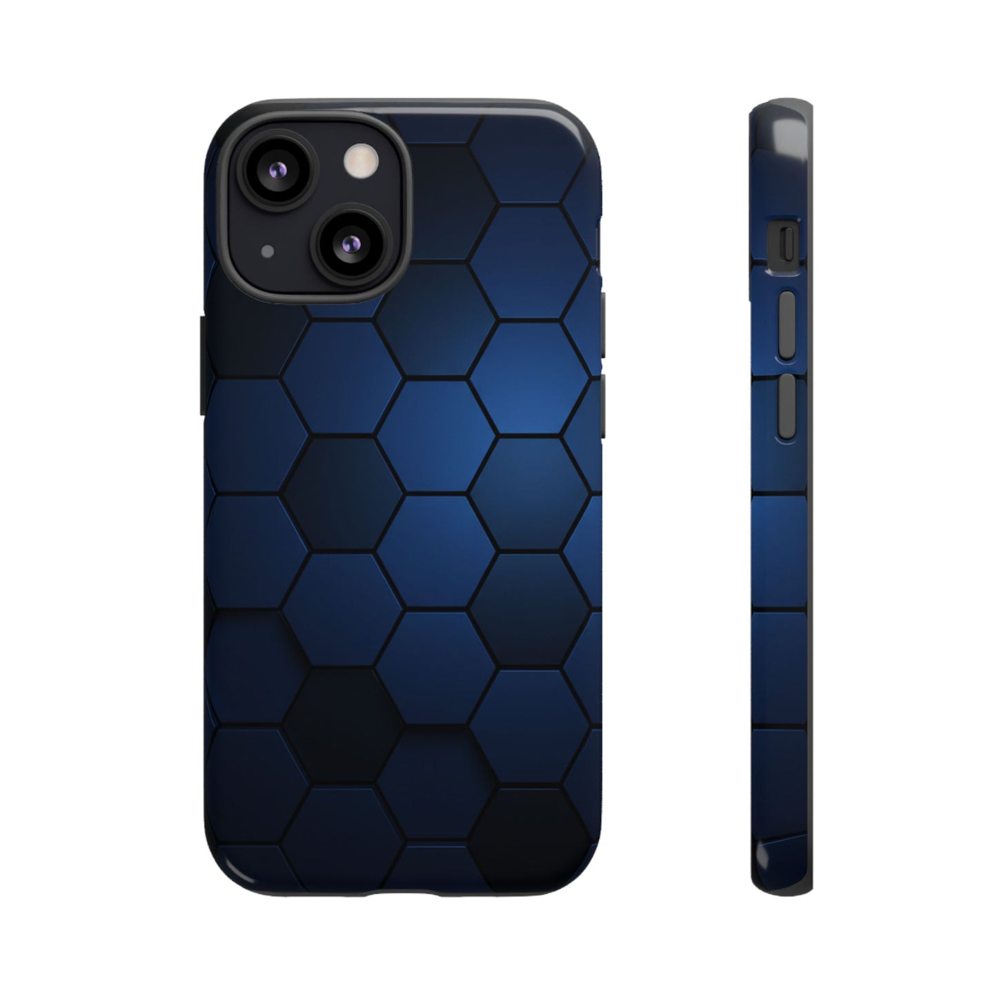 Blue Hexagon Gradient Phone Case | Modern Honeycomb Tough Protective Case