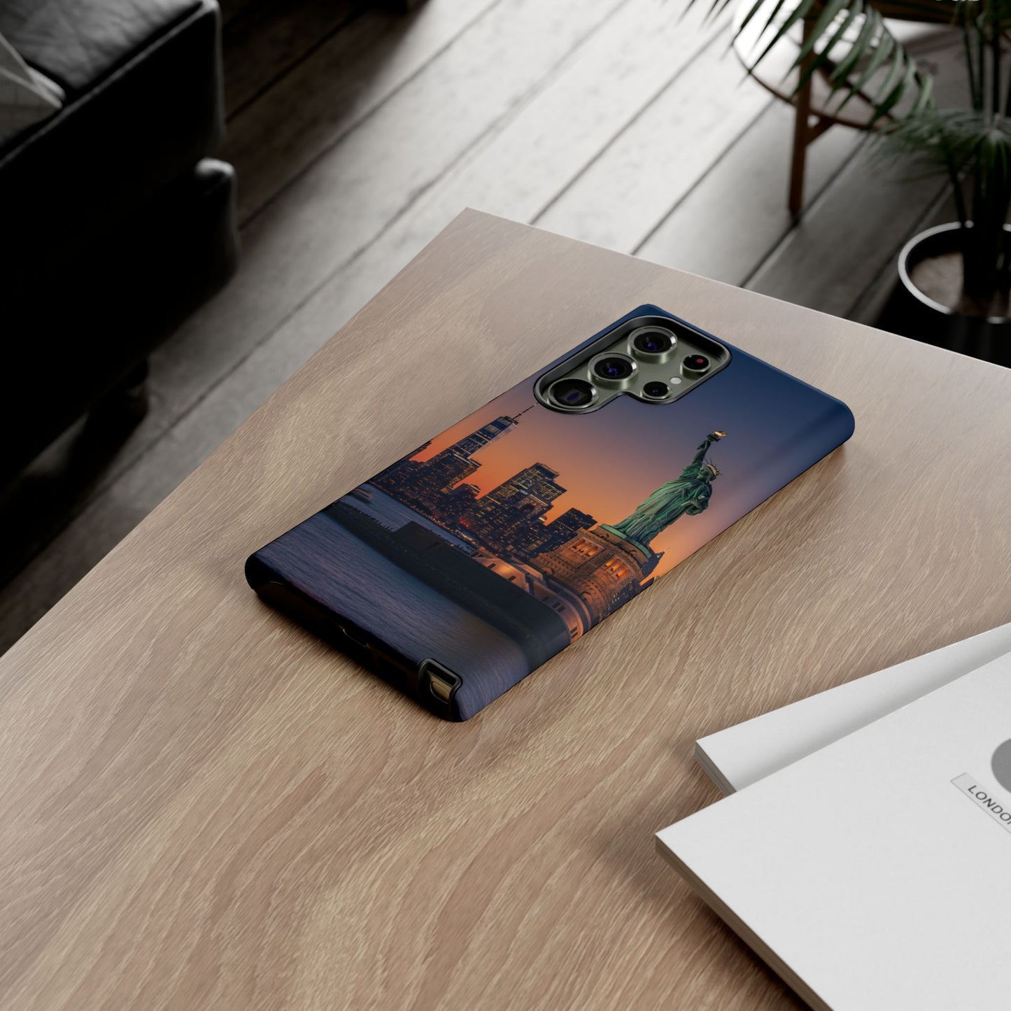 Statue of Liberty Sunset Phone Case – New York City Skyline Travel Aesthetic Tough Case