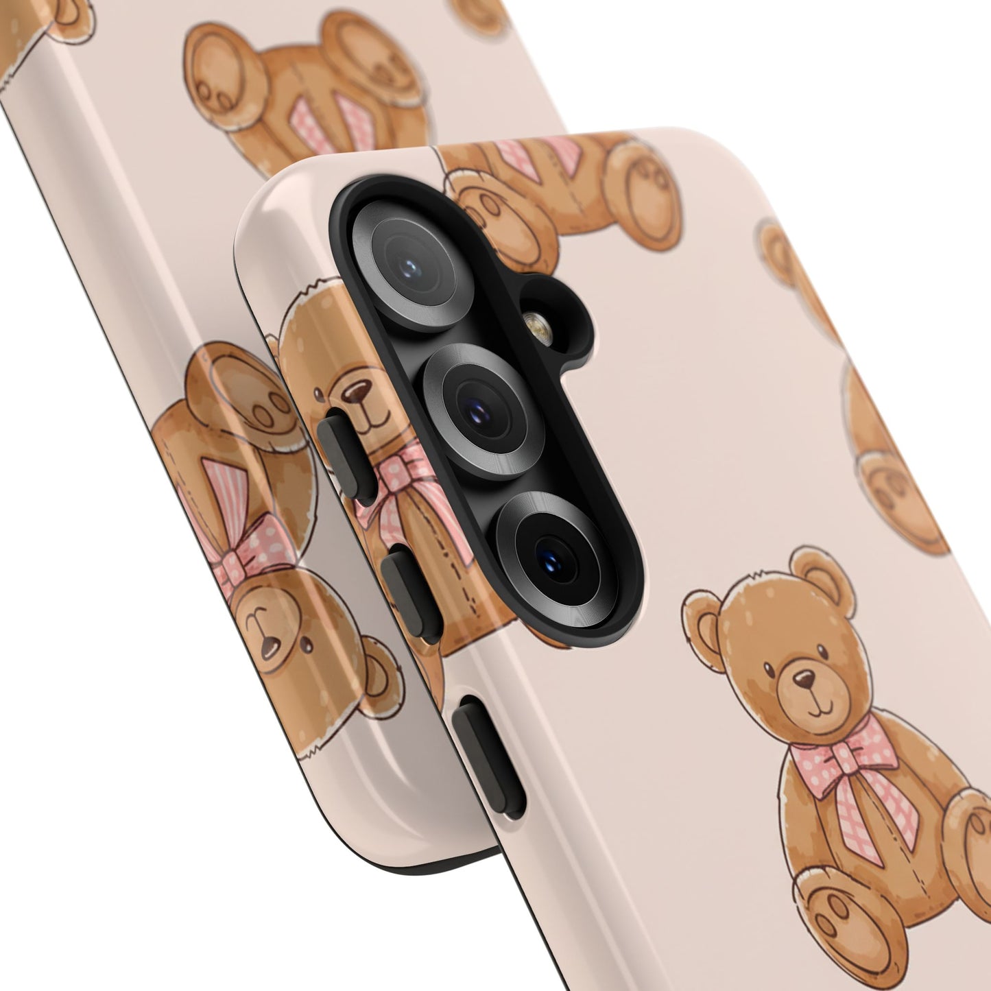 Teddy Bear Phone Case | Cute Coquette Aesthetic Pink Bear Pattern Case | Kawaii Soft Girl iPhone & Samsung Tough Protective Case