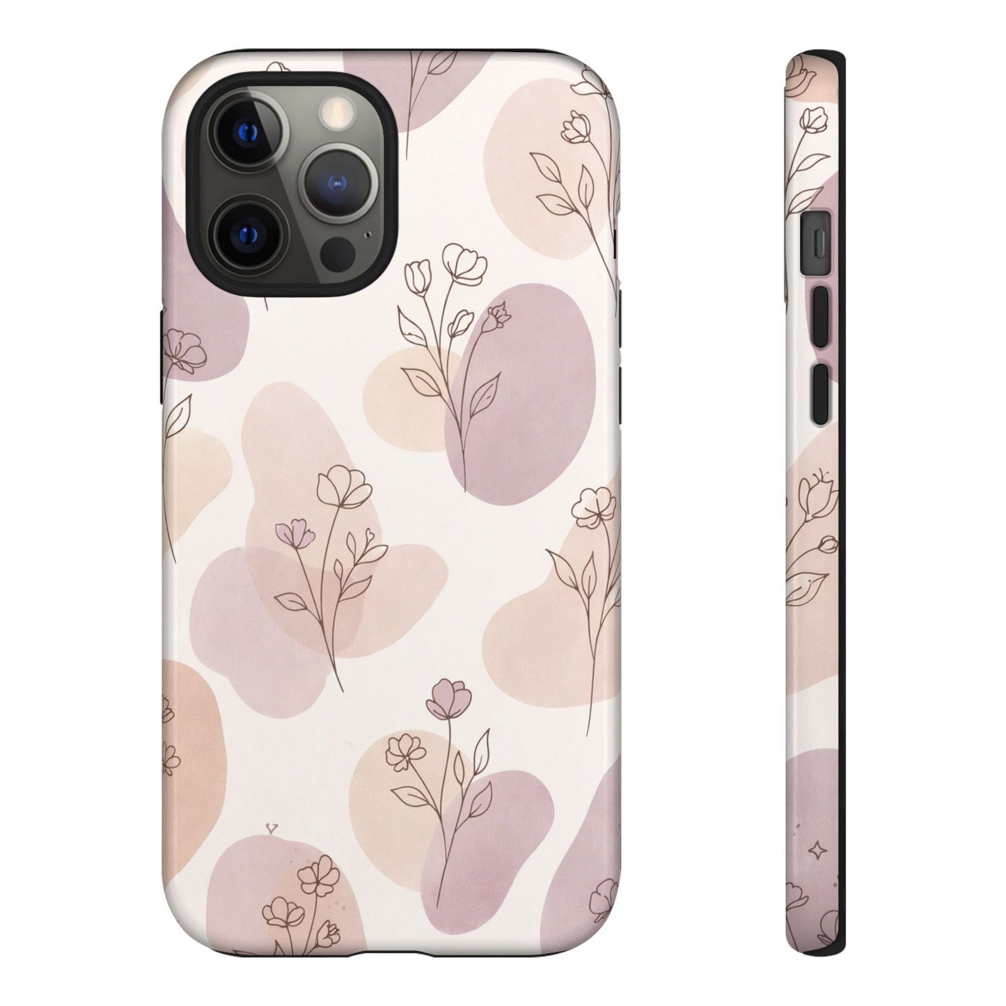 Blush Floral Phone Case Neutral Botanical Watercolor Tough Cover