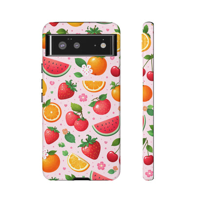 Fruit Phone Case – Tough Shockproof, Strawberry Cherry Citrus Summer Design for Iphone, Samsung Galaxy and Pixel
