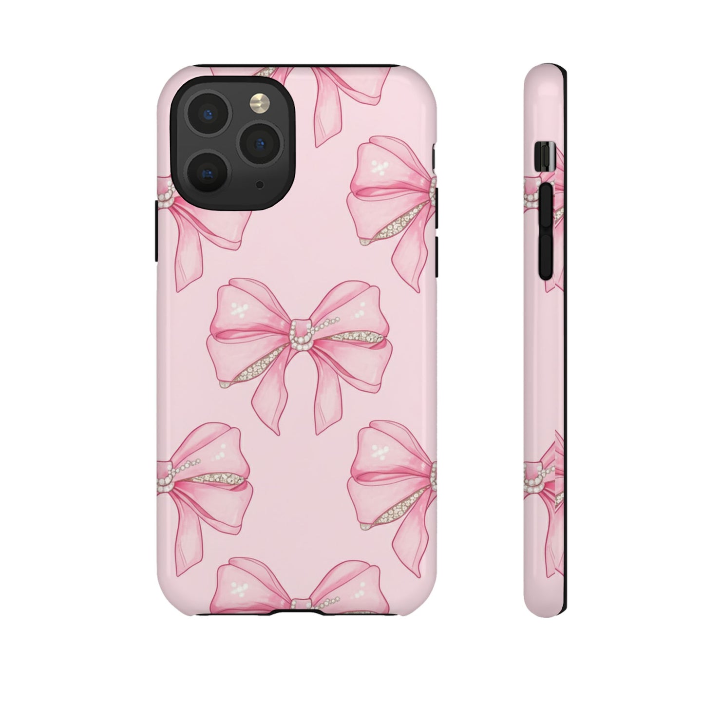 Pink Bow Pattern Phone Case | Coquette Aesthetic Tough Protective Case