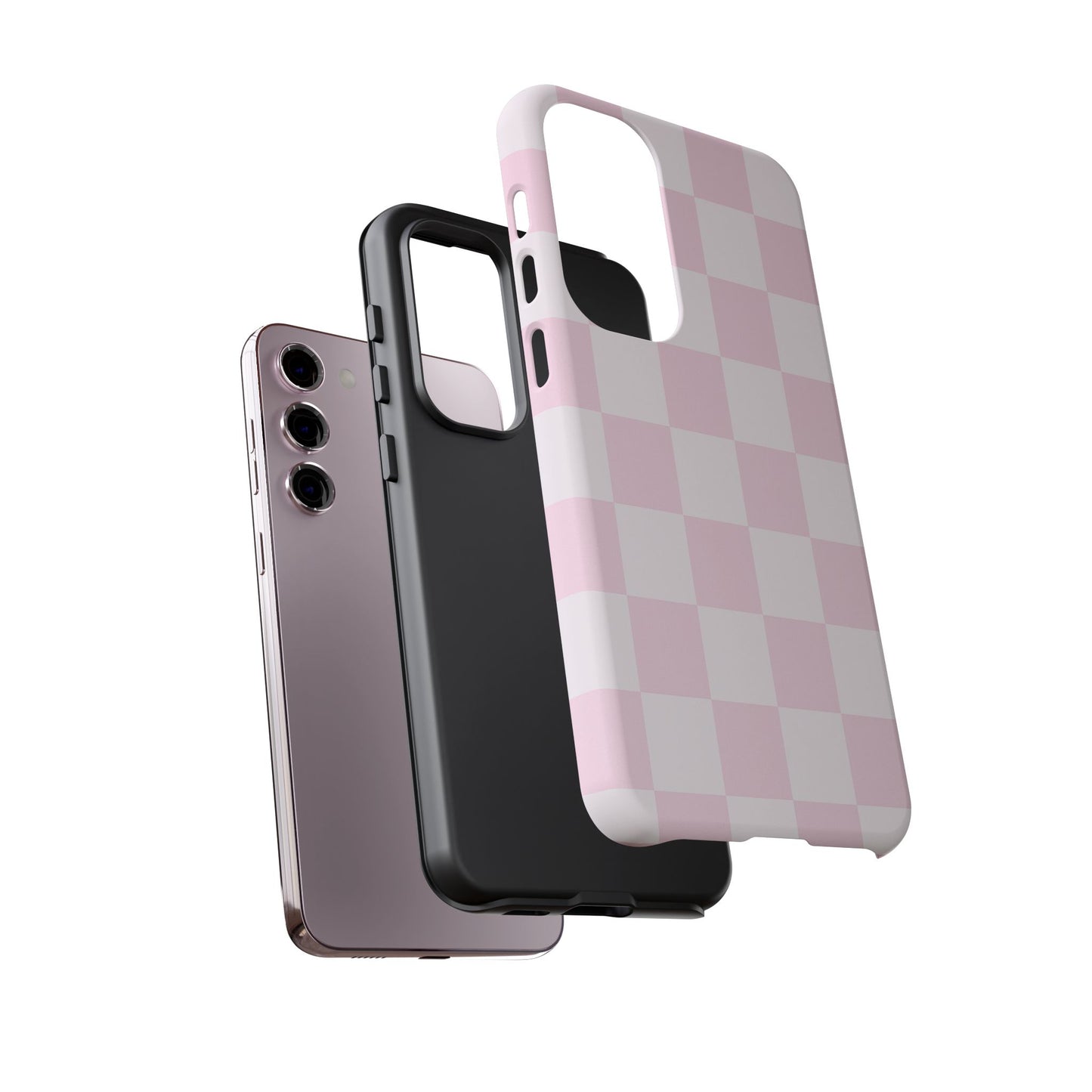 Light Pink Checkerboard Phone Case | Pastel Aesthetic Checkered iPhone & Samsung Tough Case