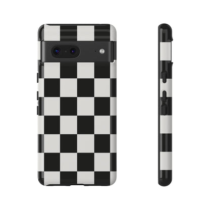 Black & White Checkerboard Phone Case – Classic Aesthetic Tough Protective Case