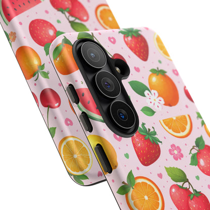 Fruit Phone Case – Tough Shockproof, Strawberry Cherry Citrus Summer Design for Iphone, Samsung Galaxy and Pixel