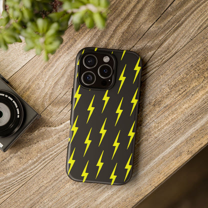 Yellow Lightning Bolt Tough Phone Case | Bold Electric Pattern Case for Iphone, Samsung Galaxy and Pixel