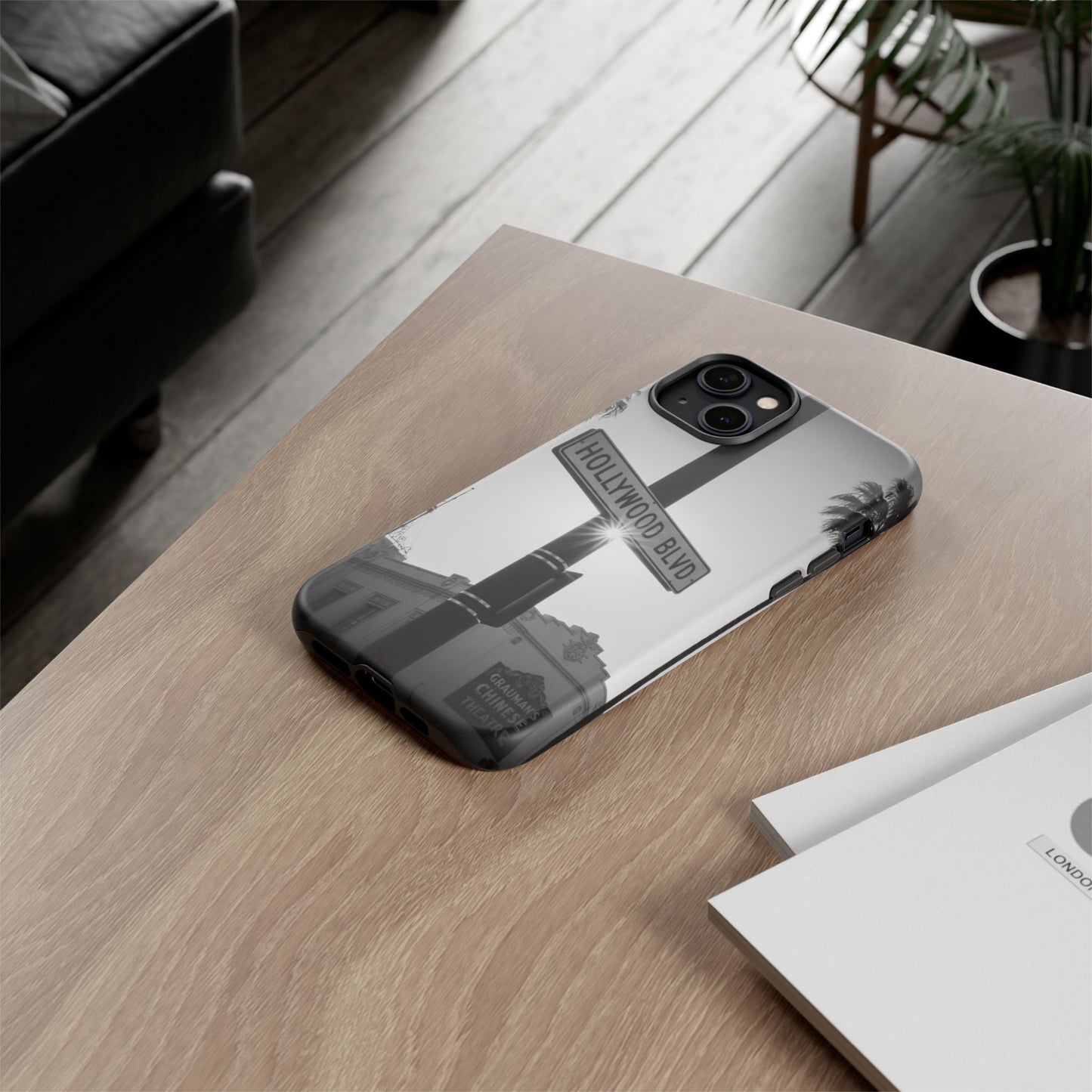 Hollywood Blvd Phone Case | Vintage Los Angeles Street Sign | Black & White LA Aesthetic