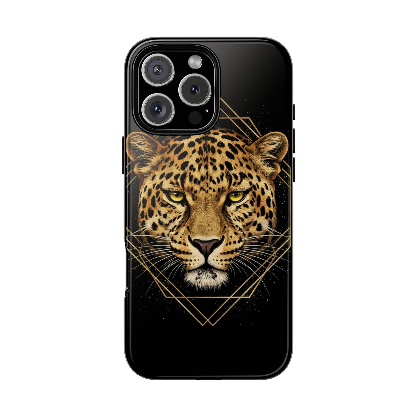 Leopard Phone Case – Black Gold Leopard Head Luxury Animal Tough Case