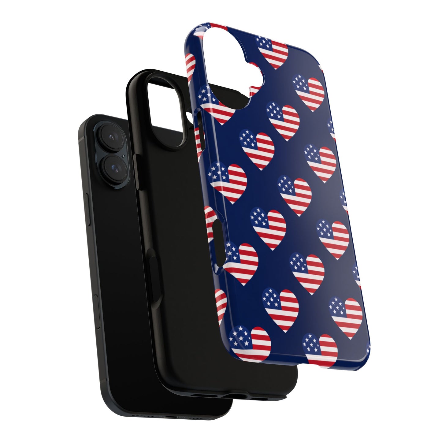 Patriotic American Flag Heart Phone Case – Tough Shockproof, USA Stars & Stripes for Iphone, Samsung Galaxy and Pixel