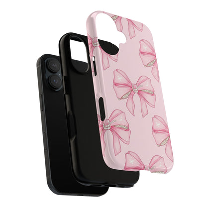 Pink Bow Pattern Phone Case | Coquette Aesthetic Tough Protective Case